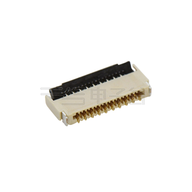 Pitch 0.30mm H1.0mm双排卧贴后掀盖双面接 FPC 19pin 本色 镀全金G/F